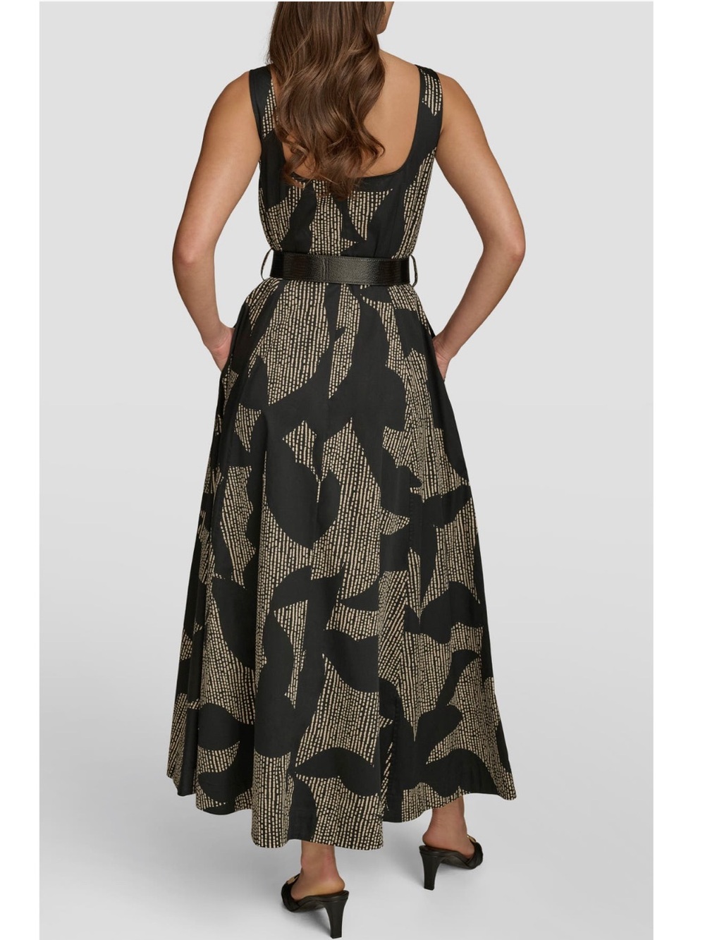 Donna Karan New York Floral Stretch Cotton Midi Dress with Pockets New! - Picture 2 of 13